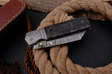 Load image into Gallery viewer, Custom Handmade Damascus Folding-Pocket Knife With Tanto Blade
