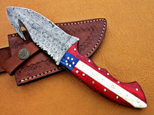 Load image into Gallery viewer, HS-774 Custom Handmade Damascus Skinner Knife With Camel Bone &amp; Hard Wood Handle
