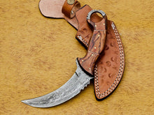 Load image into Gallery viewer, HS-894 CUSTOM DAMASCUS STEEL HUNTING/BOWIE/DAGGER KNIFE HANDLE PAKKA WOOD WITH SHEATH
