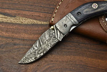 Load image into Gallery viewer, HS-1134 Custom Handmade Damascus Steel Blade Liner-Lock Pocket Folding Knife| HARD WOOD
