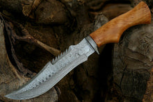 Load image into Gallery viewer, HS-307 Damascus Steel Handmade Hand Forged Olive Wood handle Bowie Knife,with sheath
