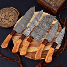 Load image into Gallery viewer, HS-149 Custom Handmade HAND FORGED DAMASCUS STEEL CHEF KNIFE Set Kitchen Knives
