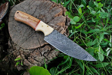 Load image into Gallery viewer, HS-360 &#39;&#39; Hand Forged Damascus Steel Fix Blade Hunting Knife 186 With Leather Sheath
