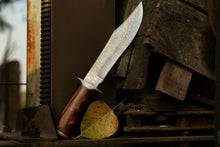 Load image into Gallery viewer, HS-310  Custom Made Hand Forged Damascus Steel Walnut Wood Bowie Knife, Hunting Knife
