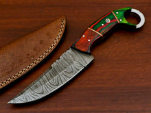 Load image into Gallery viewer, HS-563 HAND MADE DAMASCUS BLADE SKINNING HUNTING KNIFE - FULL TANG - PAKKA WOOD
