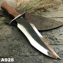 Load image into Gallery viewer, HS-390 &#39;&#39; CUSTOM HAND FORGED D2 Full Tang Bowie Hunting KNIFE W/ SHEATH
