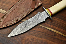 Load image into Gallery viewer, HS-858 Rare!!! Custom HandMade Damascus Steel Dagger Knife | CAMEL BONE
