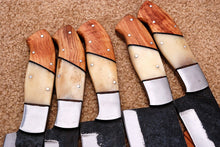 Load image into Gallery viewer, HS-186 Custom Handmade High Carbon Steel Chef-Kitchen Knife Set With Wood And Bone Handle
