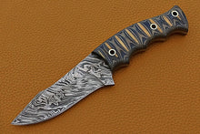 Load image into Gallery viewer, HS-740 Custom Handmade Damascus Steel Skinner Knife With Black Sheet Handle
