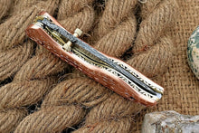 Load image into Gallery viewer, Custom Handmade Damascus Folding-Pocket Knife With Copper Engraved Handle
