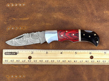 Load image into Gallery viewer, Custom Handmade Damascus Steel Back-Lock Pocket | Folding Knife | Leather Sheath- Different Handle
