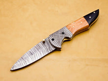 Load image into Gallery viewer, Custom Handmade Damascus Folding-Pocket Knife With Wood Handle
