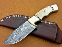 Load image into Gallery viewer, HS-775 Custom Handmade Damascus Skinner Knife With Camel Bone Handle
