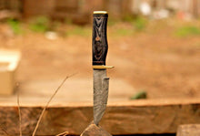 Load image into Gallery viewer, HS-761 Custom Handmade Damascus Steel Skinner Knife With Hard Wood Handle
