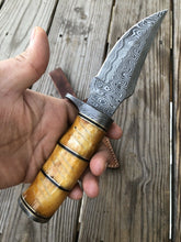 Load image into Gallery viewer, HS-461 Custom Handmade High Carbon Damascus Steel Hunting Camping Best Knife - Awesome Colour Camel Bone Handle
