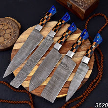 Load image into Gallery viewer, HS-134 &#39;&#39; Custom Handmade HAND FORGED DAMASCUS STEEL CHEF KNIFE Set Kitchen Knives
