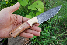 Load image into Gallery viewer, HS-360 &#39;&#39; Hand Forged Damascus Steel Fix Blade Hunting Knife 186 With Leather Sheath
