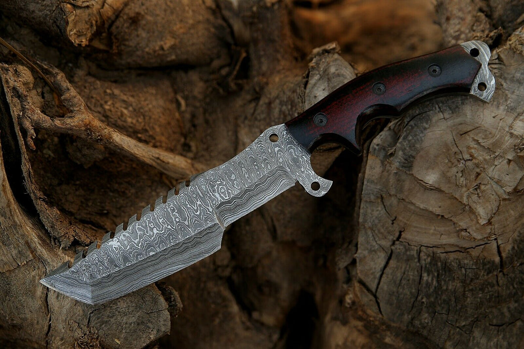 HS-369 '' Damascus Steel Handmade Tracker Knife, Best Survival Knife, Custom Knife