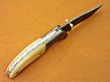 Load image into Gallery viewer, Custom Handmade Damascus Folding-Pocket Knife With Camel Bone Handle
