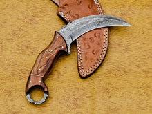 Load image into Gallery viewer, HS-894 CUSTOM DAMASCUS STEEL HUNTING/BOWIE/DAGGER KNIFE HANDLE PAKKA WOOD WITH SHEATH

