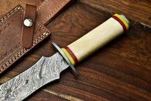 Load image into Gallery viewer, HS-858 Rare!!! Custom HandMade Damascus Steel Dagger Knife | CAMEL BONE
