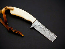 Load image into Gallery viewer, HS-973 Custom Hand Forged 6.00&quot; Damascus Steel Full Tang Cowboy Bull Cutter Knife
