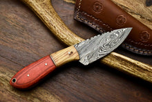 Load image into Gallery viewer, HS-659 Custom Handmade Damascus Steel Skinner Knife - Beautiful Hard Wood Handle
