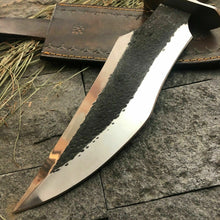 Load image into Gallery viewer, HS-390 &#39;&#39; CUSTOM HAND FORGED D2 Full Tang Bowie Hunting KNIFE W/ SHEATH
