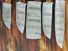 Load image into Gallery viewer, HS-136 &#39;&#39; Custom Handmade Damascus Kitchen Chef knife set, with Sheath, blue Wood Handle
