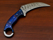 Load image into Gallery viewer, HS-887 HANDMADE DAMASCUS CUSTOM PAKKA WOOD KARAMBIT HUNTING KNIFE
