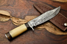 Load image into Gallery viewer, HS-323 Custom Handmade Damascus Steel Bowie Hunting Camping Knife - Beautiful Wood Handle
