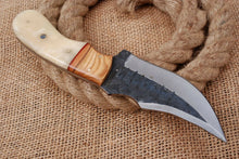 Load image into Gallery viewer, HS-754 Custom Hand Forged Damascus Steel Skinner Knife 8.0 inch Overall And Camel Bone+Wood Handle
