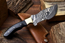 Load image into Gallery viewer, HS-923 Custom Handmade Damascus Steel Camping Tracker Knife - Beautiful Bull Horn Handle
