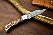 Load image into Gallery viewer, HS-1125 ''  Hand Made Damascus Steel Blade Back Lock Folding Knife
