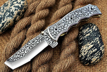 Load image into Gallery viewer, HS Cutlery | Custom Hand Engraved Folding-Pocket Knife Life Time Used With Engraved Handle
