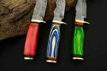 Load image into Gallery viewer, HS Deal 04 -  8 Inch Custom Handmade Damascus Skinner Knife Lot of 3 Pecs With Different Handles
