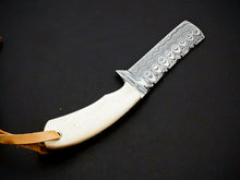 Load image into Gallery viewer, HS-973 Custom Hand Forged 6.00&quot; Damascus Steel Full Tang Cowboy Bull Cutter Knife
