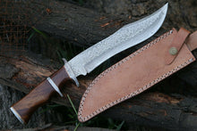 Load image into Gallery viewer, HS-304 CUSTOM 14&#39;&#39; DAMASCUS KNIFE, Handmade, Damascus Steel Bowie knife, with sheath ..
