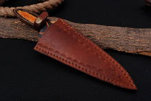 Load image into Gallery viewer, HS-507 Ten Inch Custom Handmade Damascus Hunting Dagger Boot Knife With Hard Wood Handle
