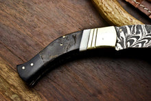 Load image into Gallery viewer, Custom Handmade Damascus Steel Pocket Folding Knife - Beautiful Ram's Horn Handle
