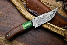 Load image into Gallery viewer, HS-673 Custom Handmade Damascus Steel Skinner Knife - Beautiful Hard Wood Handle
