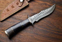 Load image into Gallery viewer, HS-412 | Custom Handmade Damascus Steel Hunting Knife - Buffalo Horn Handle
