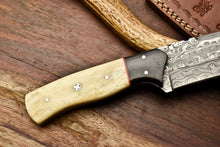 Load image into Gallery viewer, HS-405 | Custom Handmade Awesome Camel Bone/Buffalo Horn Handle Damascus Steel Hunting Knife - Great Price
