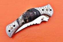Load image into Gallery viewer, Custom Handmade Stainless Steel Folding-Pocket Knife With Ram Horn Handle
