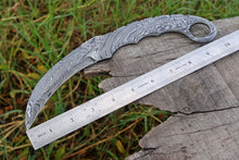 Load image into Gallery viewer, HS-915 Ten Inch Custom Handmade Damascus Karambit Blank Blalde Knife Full Tang Damascus
