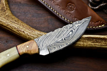 Load image into Gallery viewer, HS-720  Custom Handmade Camel Bone &amp; Wood Handle Damascus Steel Skinner Knife - Great Price
