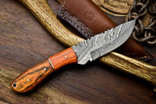 Load image into Gallery viewer, HS-670 Custom Handmade Damascus Steel Skinner Knife - Beautiful Hard Wood Handle
