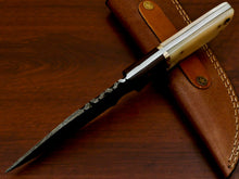 Load image into Gallery viewer, HS-569 HANDMADE DAMASCUS CUSTOM ROSE WOOD/BONE HANDLE SKINNING CAMPING KNIFE
