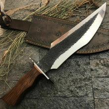 Load image into Gallery viewer, HS-390 &#39;&#39; CUSTOM HAND FORGED D2 Full Tang Bowie Hunting KNIFE W/ SHEATH
