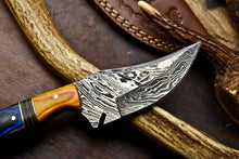 Load image into Gallery viewer, HS-694 Custom Handmade Damascus Steel Skinner Knife - Beautiful Hard Wood Handle
